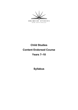 Child Studies Content Endorsed Course Years 7