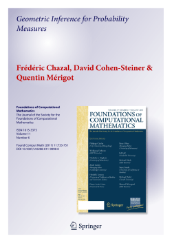 Geometric Inference for Probability Measures Fr&eacute;d&eacute;ric Chazal