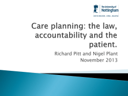 Care planning: the law, accountability and the patient.