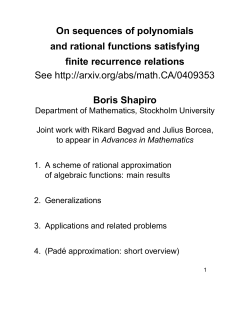 On sequences of polynomials and rational functions satisfying finite