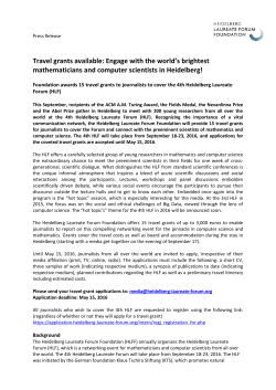 HLF: Application for travel grants