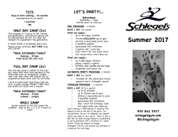 Summer 2017 brochure - Schlegel`s Gymnastics Centre