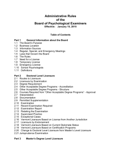 Administrative Rules of the Board of Psychological Examiners