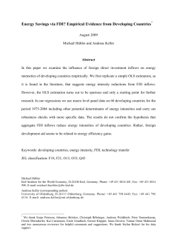 Energy Savings via FDI? Empirical Evidence from Developing