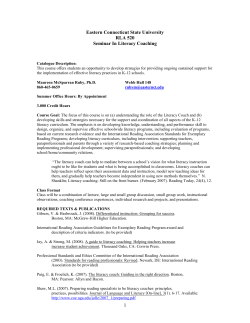Seminar In Literacy Coaching - Eastern Connecticut State University