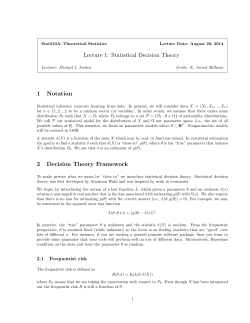 Statistical Decision Theory 1 Notation 2 Decision Theory Framework