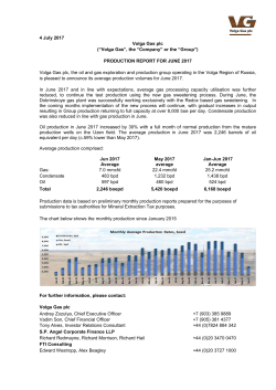 Production report for June 2017