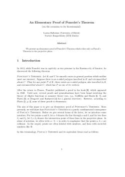 An Elementary Proof of Poncelet`s Theorem 1 Introduction