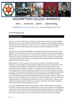 20th February 2017 - Assumption College Warwick