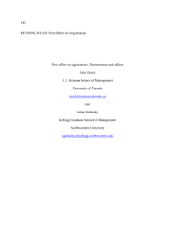 First Offers in Negotiations First offers in negotiations