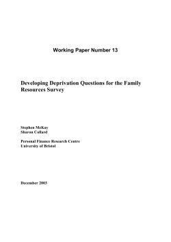 Developing Deprivation Questions for the Family Resources Survey