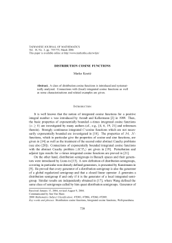 DISTRIBUTION COSINE FUNCTIONS Marko Kostic It is well known