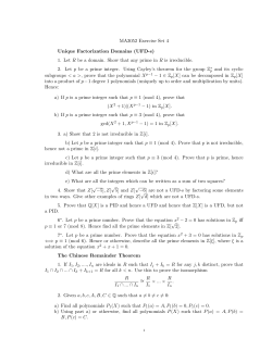 MA3052 Exercise Set 4 Unique Factorization Domains (UFD