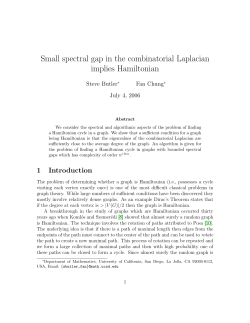 Small spectral gap in the combinatorial Laplacian implies Hamiltonian