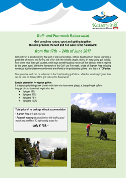 Golf- and Fun week Kaiserwinkl from the 17th &ndash; 24th of June 2017