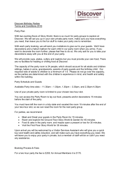 Discover Birthday Parties Terms and Conditions 2016 Party Plan