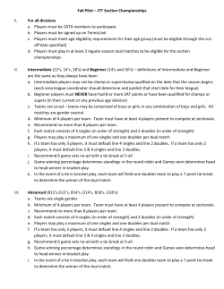 Fall Pilot &ndash; JTT Section Championships I. For all divisions a. Players