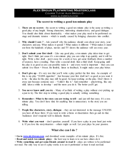 The secret to writing a good ten minute play