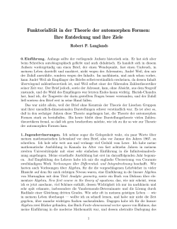 Funktorialität in der Theorie der automorphen Formen: Ihre