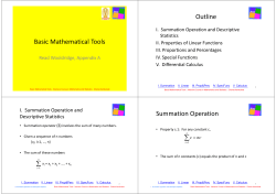Basic Mathematical Tools Outline Summation Operation