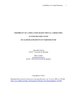 Credibility of a simulation-based virtual laboratory: An - R