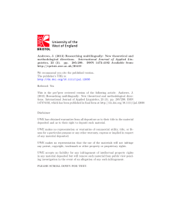 Andrews, J. (2013) Researching multilingually: New theoretical and