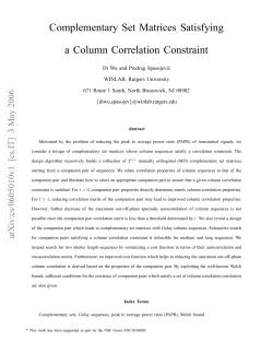 Complementary Set Matrices Satisfying a Column Correlation