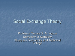Social Exchange Theory - COM 252 at University of Kentucky