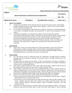 Abuse Prevention, Intervention and Reporting