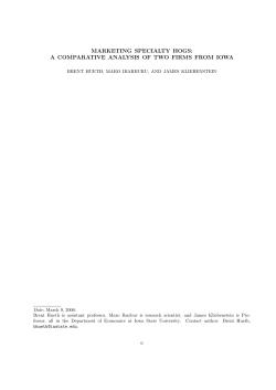 MARKETING SPECIALTY HOGS: A COMPARATIVE ANALYSIS OF