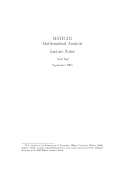 MATH 215 Mathematical Analysis Lecture Notes