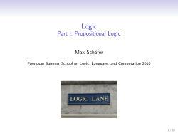 Logic Part I: Propositional Logic