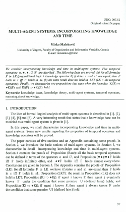 MULTI-AGENT SYSTEMS: INCORPORATING KNOWLEDGE AND