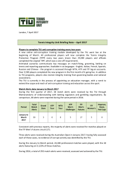 Tennis Integrity Unit Briefing Note &ndash; April 2017