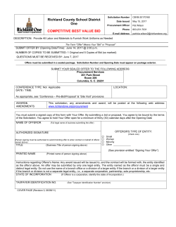 Richland County School District One COMPETITIVE BEST VALUE BID