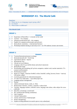 WORKSHOP #2: The World Café