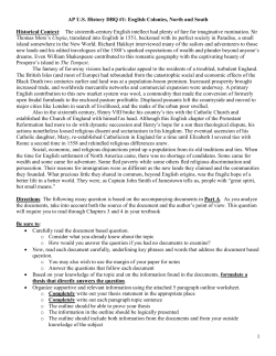AP DBQ #1 English Colonies, North and South