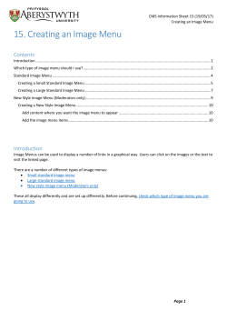 Information Sheet 15 - Creating an Image Menu