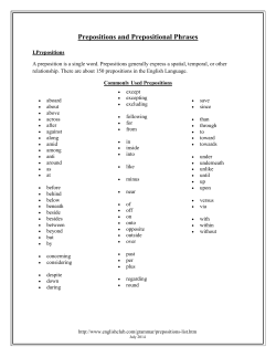 Prepositions and Prepositional Phrases - fccwise