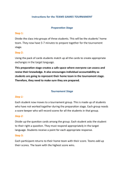 Instructions for the TEAMS GAMES TOURNAMENT Preparation