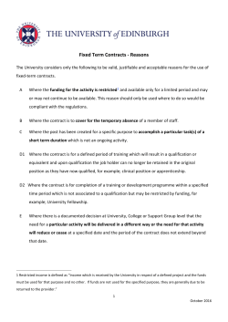 Fixed Term Contracts - Reasons