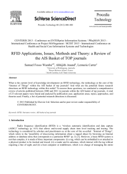 RFID Applications, Issues, Methods and Theory: a Review of the AIS