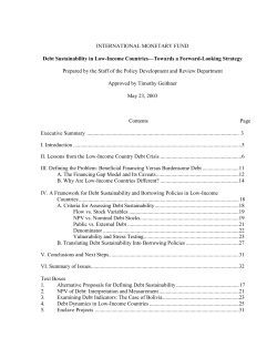 Debt Sustainability in Low-Income Countries - Towards a