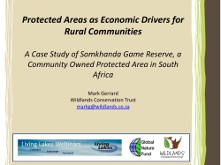 Protected Areas as Economic Drivers for Rural Communities