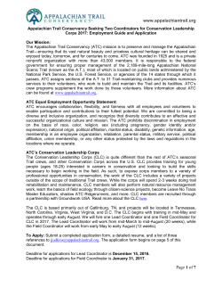 Field Coordinator - Conservation Leadership Corps 2017