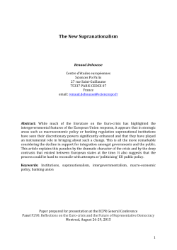 The New Supranationalism - European Consortium for Political