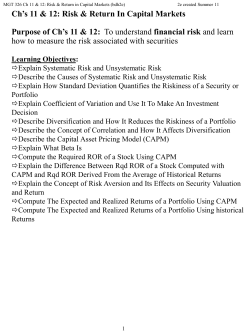 (Systematic) Risk