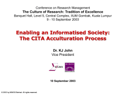 The CITA Acculturation Process, by Dr. KJ John, Vice President of