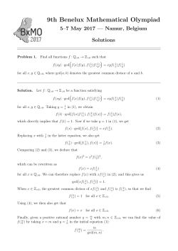 9th Benelux Mathematical Olympiad