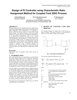Design of PI Controller using Characteristic Ratio Assignment